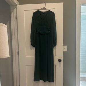 SHEIN Dark Green Long Sleeve Dress